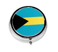 WBQLSL Round Mini Pill Box, 3 partitions, Portable Pill Box, can be Put into Wallet, Pocket, Light and Convenient Flag of The Bahamas Pattern