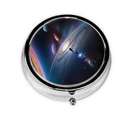 WBQLSL Round Mini Pill Box, 3 partitions, Portable Pill Box, can be Put into Wallet, Pocket, Light and Convenient A Fascinating Universe Pattern