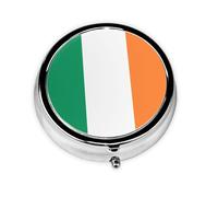 WBQLSL Round Mini Pill Box, 3 partitions, Portable Pill Box, can be Put into Wallet, Pocket, Light and Convenient Irish Flag Pattern