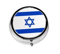 WBQLSL Round Mini Pill Box, 3 partitions, Portable Pill Box, can be Put into Wallet, Pocket, Light and Convenient Israeli Flag Pattern
