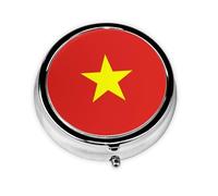 WBQLSL Round Mini Pill Box, 3 partitions, Portable Pill Box, can be Put into Wallet, Pocket, Light and Convenient Vietnamese Flag Pattern
