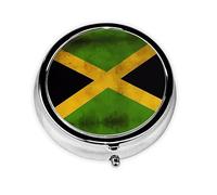 WBQLSL Round Mini Pill Box, 3 partitions, Portable Pill Box, can be Put into Wallet, Pocket, Light and Convenient Old Jamaican Flag Pattern