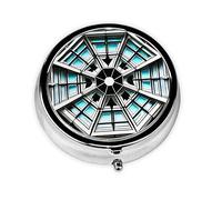 WBQLSL Round Mini Pill Box, 3 partitions, Portable Pill Box, can be Put into Wallet, Pocket, Light and Convenient Octagon Building Pattern