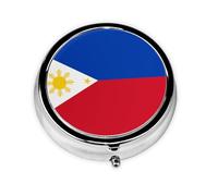 WBQLSL Round Mini Pill Box, 3 partitions, Portable Pill Box, can be Put into Wallet, Pocket, Light and Convenient Philippine Flag Pattern