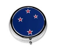 WBQLSL Round Mini Pill Box, 3 partitions, Portable Pill Box, can be Put into Wallet, Pocket, Light and Convenient New Zealand Flag Pattern
