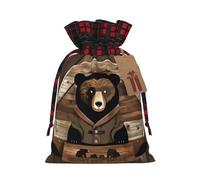 WBQLSL Rustic Lodge Bear Burlap gift bag - 8.3x11.8 inch drawstring bag Party decoration supplies