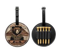 WBQLSL Rustic Lodge Bear Fashionable Printed Golf tee Storage Bag - Lightweight Design for Quick tee Storage