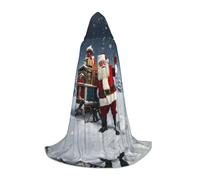 WBQLSL Santa Claus Patterned M Wizard Cape, Suitable for Adults & Teens Cosplay, Full Size Range S, M, L