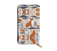 WBQLSL Scandinavian fox Stylish leather wallet, 7.48 x 4.13 inch long zippered coin purse, convenient travel cash wallet