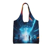 WBQLSL Science Fiction Future Printed Shoulder Bag - Suitable for sturdy canvas bags, shopping bags, Black, One Size
