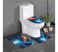 WBQLSL Science Fiction Future3-piece Non-Slip Floor mat Set Flannel Floor mat Bathroom Non-Slip mat Home Decor