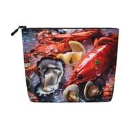 WBQLSL Seafood close up Patterned travel cosmetic bag, multifunctional storage bag, specially designed for daily necessities storage, Black, One Size