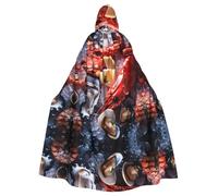 WBQLSL Seafood close upAdult Halloween hooded cape, perfect for Halloween, costume parties,and cosplay.