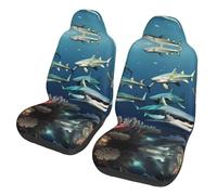 WBQLSL Sharks under the sea Car Seat Protector (2 Pack) - Universal Seat Covers Guard for Sedan, SUV, Truck, Van, Bus and Ferry Seats