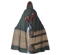 WBQLSL silk vases Printed Halloween cape, masquerade hooded cape, suitable for theme parties