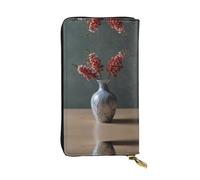 WBQLSL silk vases Stylish leather wallet, 7.48 x 4.13 inch long zippered coin purse, convenient travel cash wallet