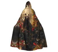 WBQLSL Simple BearPrinted Halloween cape, hooded cloak for masquerade, carnival party or cosplay costume