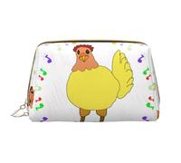 WBQLSL singing hen Leather makeup bag, portable large-capacity makeup storage bag, carry-on travel with pocket makeup bag