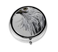 WBQLSL Sketching an eagle Mini medicine box with three compartments, small round medicine box, portable
