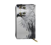 WBQLSL Sketching an eagle Stylish leather wallet, 7.48 x 4.13 inch long zippered coin purse, convenient travel cash wallet