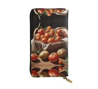WBQLSL Small cherry tomatoes Stylish leather wallet, 7.48 x 4.13 inch long zippered coin purse, convenient travel cash wallet