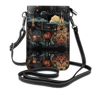 WBQLSL small towns Printed Crossbody Bag, Extended Adjustable Shoulder Strap, Multiple Compartments, Key and Cosmetic Storage Pouch