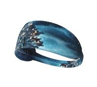 WBQLSL Snowy Night Christmas Tree Sports sweatband, moisture wicking, running, cycling, yoga, fitness, sports