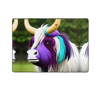 WBQLSL Soft and fluffy Colorful cow's head Print rug 80x58 inches, suitable for living room, office, balcony, bedside, coffee table mat