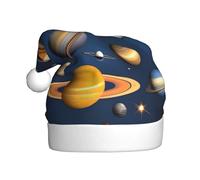 WBQLSL Solar System Planets Adult Christmas hat, 15.7-inch high plush Christmas hat, unisex decorative hat, Santa Claus Christmas Halloween party