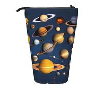 WBQLSL Solar System Planets Printed Retractable Pencil case, Perfect for Makeup, Stationery, or a Coin Purse.