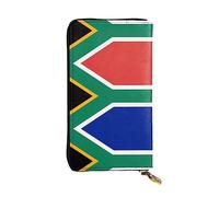 WBQLSL South Africa flag Zipper leather wallet, 7.5 * 4.1 inch long clutch bag, multiple compartments and large capacity, a good gift for friends