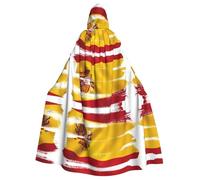 WBQLSL Spain Flag Printed Halloween cape, masquerade hooded cape, suitable for theme parties