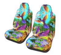 WBQLSL Spring Floral Butterfly Hummingbird Printed Car Seat Covers - 2-Pack Seat Protectors - Elastic and Breathable Seat Cushions - Suitable for Cars, SUVs, Trucks, Vans