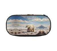 WBQLSL Standing Polar Bear. Printed Pencil case - Multi-Layer partition Pencil case, Suitable for Storing Campus Office Stationery