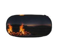 WBQLSL Starry sky bonfire Large capacity pencil bag, multi-layer partition stationery storage bag - unisex learning office supplies