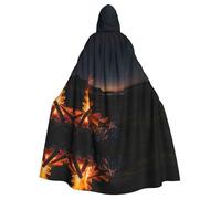 WBQLSL Starry sky bonfirePrinted Halloween cape, hooded cloak for masquerade, carnival party or cosplay costume