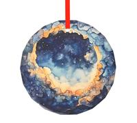 WBQLSL Starry sky watercolor patterned Christmas Round Glass Pendant, Christmas Tree Decoration, Anniversary Gift, Birthday Gift