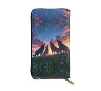 WBQLSL Steppe Wolf Stylish leather wallet, 7.48 x 4.13 inch long zippered coin purse, convenient travel cash wallet