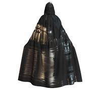 WBQLSL Street scene rainy night Halloween cape masquerade hooded cape rave party costume (length 147 cm/hood height 38 cm)