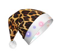 WBQLSL Stripes on leopards LED Light Santa Hat,Unisex Christmas New Year Adult Hat, Plush New Year Christmas Party Gift