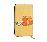 WBQLSL Sunflower seeds and foxes Zipper leather wallet, 7.5 * 4.1 inch long clutch bag, multiple compartments and large capacity, a good gift for friends