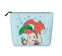 WBQLSL Sunflower seeds and mushroom Patterned travel cosmetic bag, multifunctional storage bag, specially designed for daily necessities storage, Black, One Size