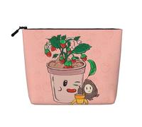 WBQLSL Sunflower seeds and strawberries Patterned travel cosmetic bag, multifunctional storage bag, specially designed for daily necessities storage, Black, One Size