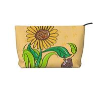 WBQLSL Sunflower seeds and sunflowers Printed corduroy cosmetic bag - travel essential cosmetic storage bag