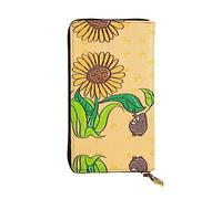 WBQLSL Sunflower seeds and sunflowers Zipper leather wallet, 7.5 * 4.1 inch long clutch bag, multiple compartments and large capacity, a good gift for friends