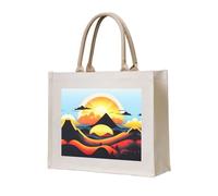 WBQLSL Sunrise Mountain Printed Canvas Tote | Lightweight Storage Bag Perfect for the Beach, Picnics, and Everyday Shopping