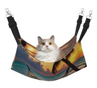 WBQLSL Sunset Beach Hammock Large Printed cat cage Hanging Hammock - Suitable for Cats, Ferrets, Puppies, Rabbits, Small Animals