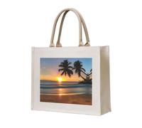 WBQLSL Sunset beach Printed Canvas Tote | Lightweight Storage Bag Perfect for the Beach, Picnics, and Everyday Shopping