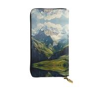 WBQLSL Swiss Alps Stylish leather wallet, 7.48 x 4.13 inch long zippered coin purse, convenient travel cash wallet