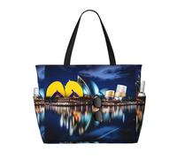 WBQLSL Sydney Opera House Pattern beach travel bag for gym/swimming pool/supermarket shopping/short trip
